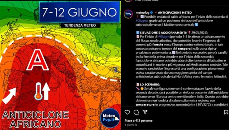 Le previsioni meteo per la seconda settimana di giugno - adginforma.it - 20250604
