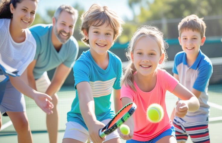 Bambini giocano a tennis