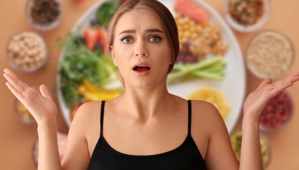 Donna preoccupata per alimenti