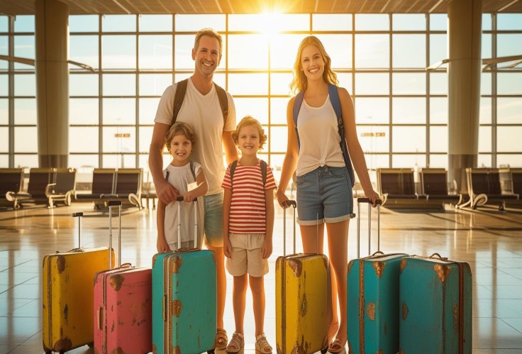 Famiglia in aeroporto